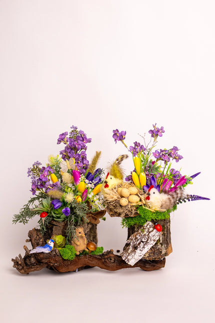 Aranjament floral de Paște „Easter Garden” – decor rustic de primăvară