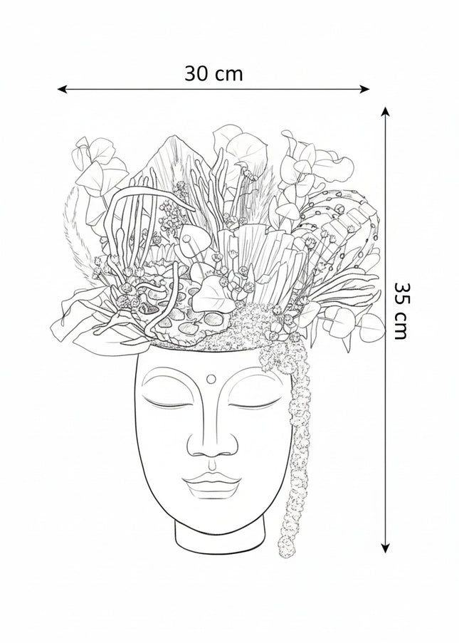 Aranjament Floral „Earthly Muse” în Vas Sculptural Auriu – Creație Handmade cu Banksia, Lotus și Texturi Organice Neutre