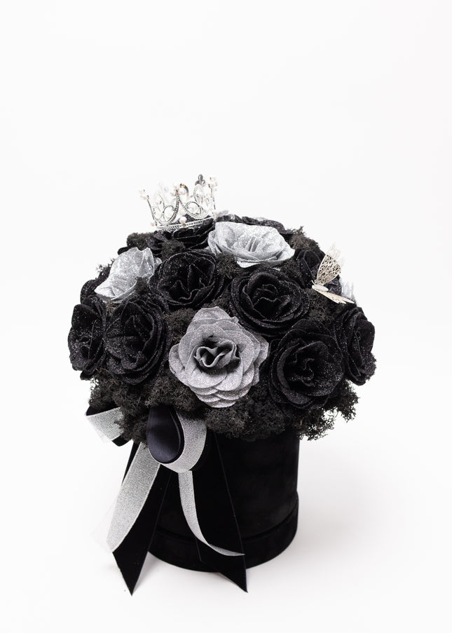 Aranjament de Lux "Silver Onyx Majesty" cu Coronetă Imperială