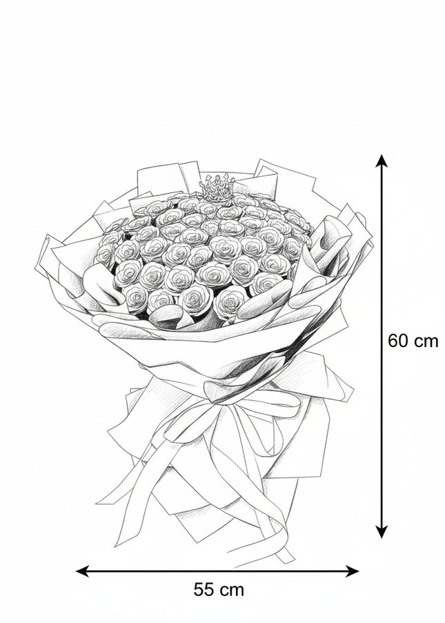 Buchet Gigant "Lavender Majesty" cu 101 Trandafiri și Tiară