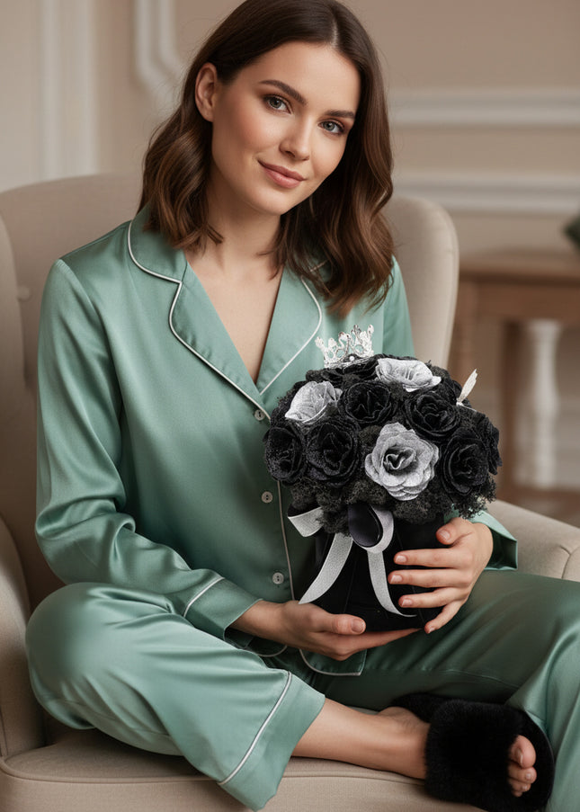 Aranjament de Lux "Silver Onyx Majesty" cu Coronetă Imperială