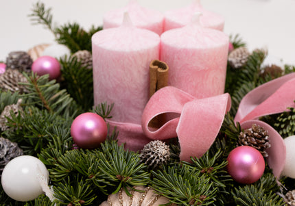 Aranjament Crăciun Advent "Pink Velvet" din brad Nobilis