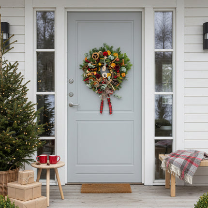 Coroniță Crăciun "Artisan Botanical" cu Flori din Lemn