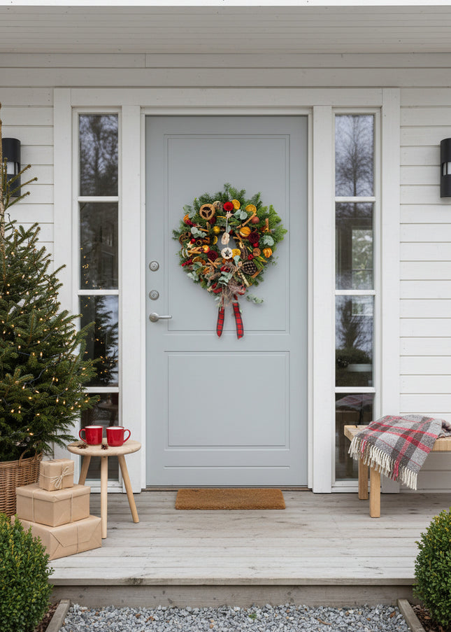 Coroniță Crăciun "Artisan Botanical" cu Flori din Lemn