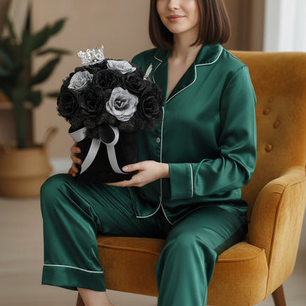 Aranjament de Lux "Silver Onyx Majesty" cu Coronetă Imperială