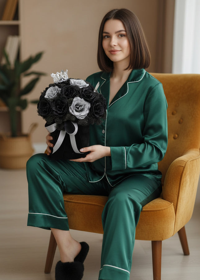 Aranjament de Lux "Silver Onyx Majesty" cu Coronetă Imperială