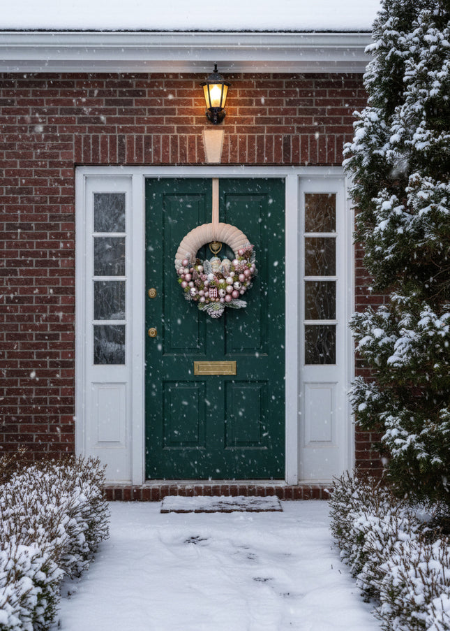Coroniță Crăciun "Pink Pastel Bears" cu Bază Catifea