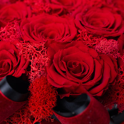 Aranjament Inimă Lux 25 Trandafiri Criogenați Roșii