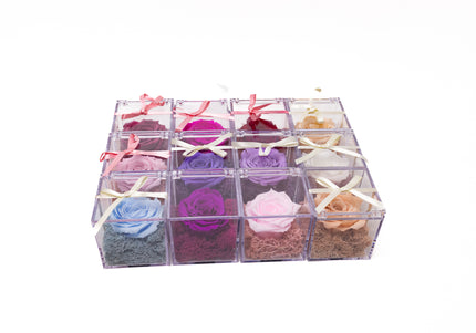 Aranjament de Lux "Amethyst Cube Muse" cu Trandafir Criogenat