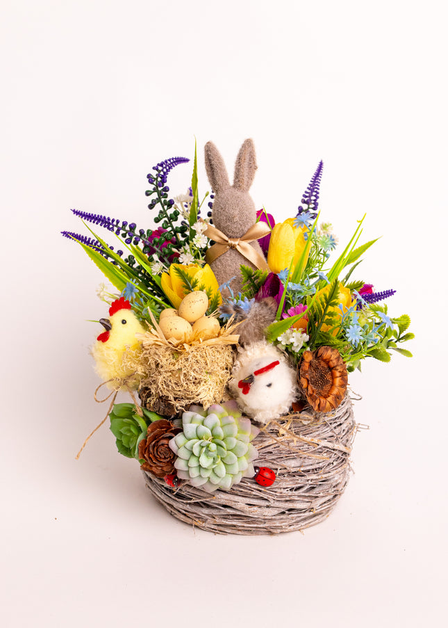 Aranjament floral de Paște „Spring Nest” – farmec de sărbătoare
