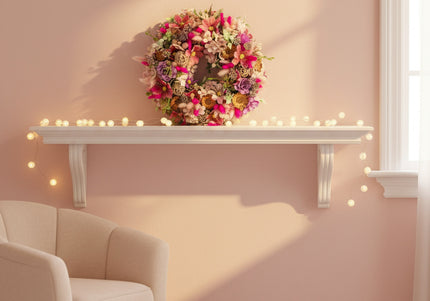 Coroniță Florală „Wildflower Celebration” – Aranjament Handmade Bogat cu Flori Uscate, Criogenate și Accente Boho