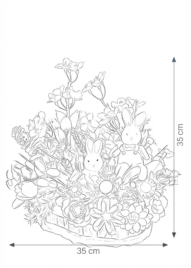 Aranjament floral de Paște „Spring Bunnies” – cu iepurași decorativi