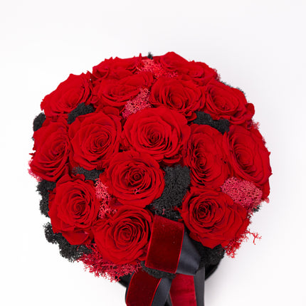 Aranjament 15 Trandafiri Criogenați Roșii, Cutie Catifea