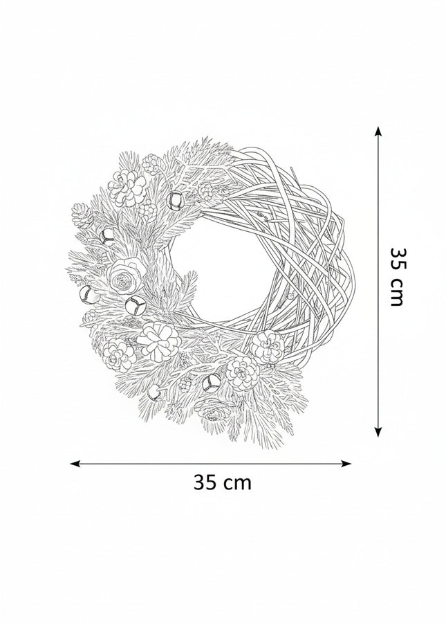 Coroniță de Crăciun Artizanală „Woodland Heart & Snowy Vines”