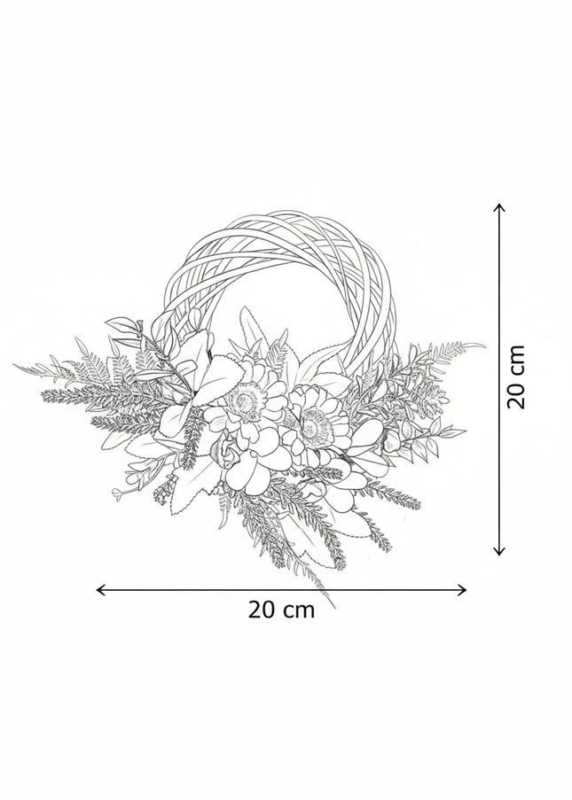 Coroniță Handmade „Lavender & Cream Breeze” – Aranjament Floral pe Bază de Răchită Albă cu Accente Botanice