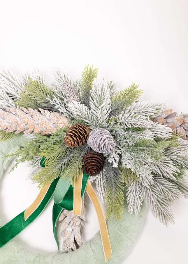 Coroniță Crăciun "Sage Velvet" din Brad Artificial 4D