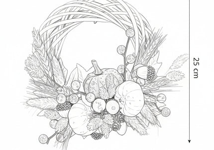 Coroniță Handmade „Golden Harvest” – Aranjament Rustic pe Răchită Albă cu Lavandă, Dovleci și Fructe de Pădure