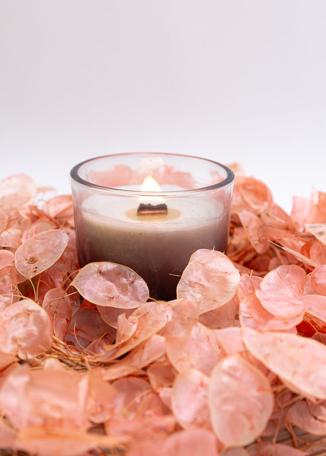 Coroniță Decorativă Lunaria Piersică – Aranjament Natural Handmade, Nuanță Somon Pastel