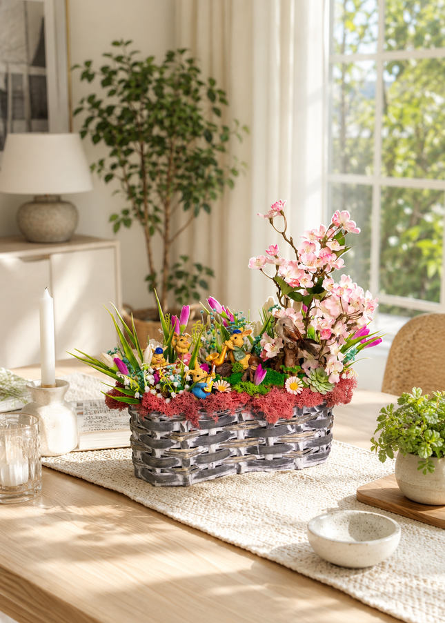 Aranjament floral de Paște „Spring Story” – decor vesel de primăvară