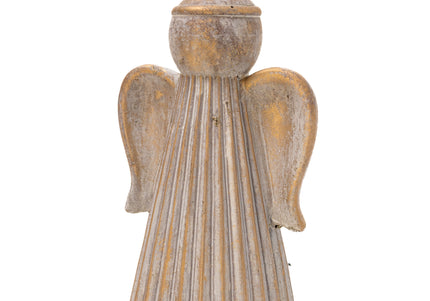 Statuetă Înger Artizanal din Ceramică cu Patină Aurie
