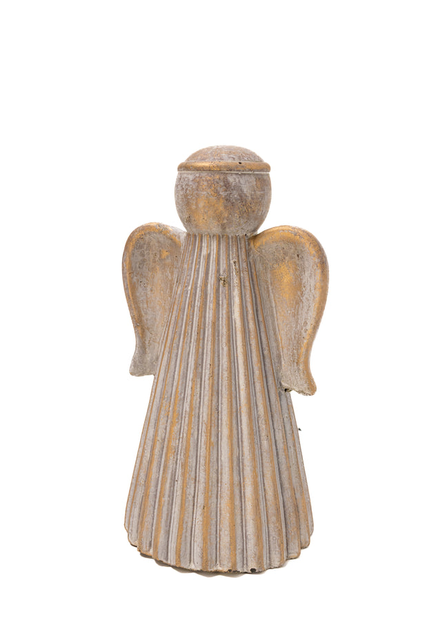 Statuetă Înger Artizanal din Ceramică cu Patină Aurie