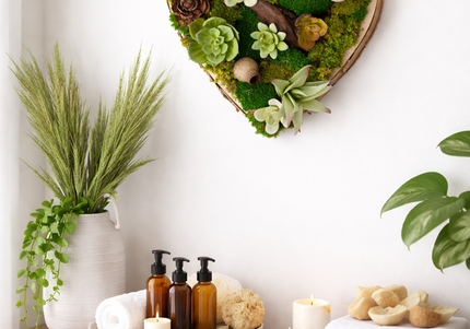 Tablou decorativ „Forest Heart Mini” – inimă cu suculente și mușchi stabilizat