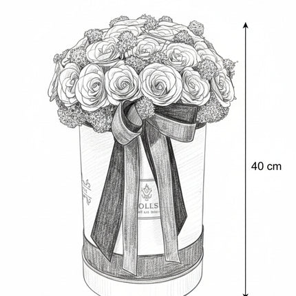 Aranjament cutie vișinie cu trandafiri roșii „Pasiune”