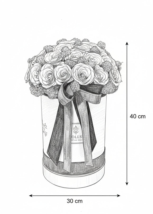 Aranjament cutie vișinie cu trandafiri roșii „Pasiune”
