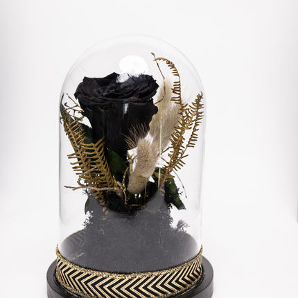 Cupolă Lux Trandafir Criogenat Negru & Decor Auriu