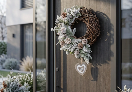 Coroniță de Crăciun Artizanală „Woodland Heart & Snowy Vines”