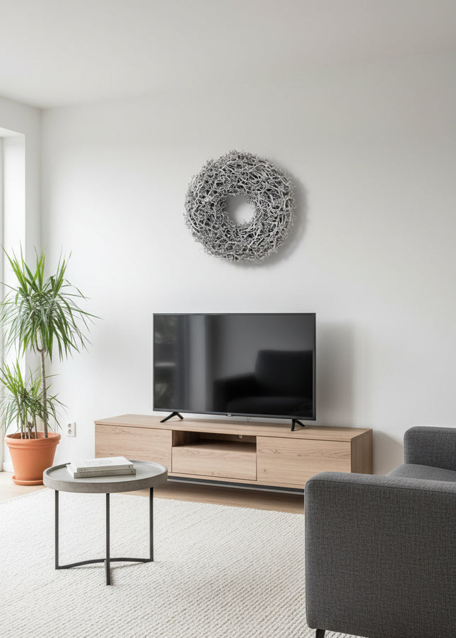 Bază Coroniță Artizanală din Rădăcini de Bonsai – Decor Handmade cu Aspect Înghețat și Textură Organică
