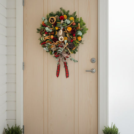 Coroniță Crăciun "Artisan Botanical" cu Flori din Lemn