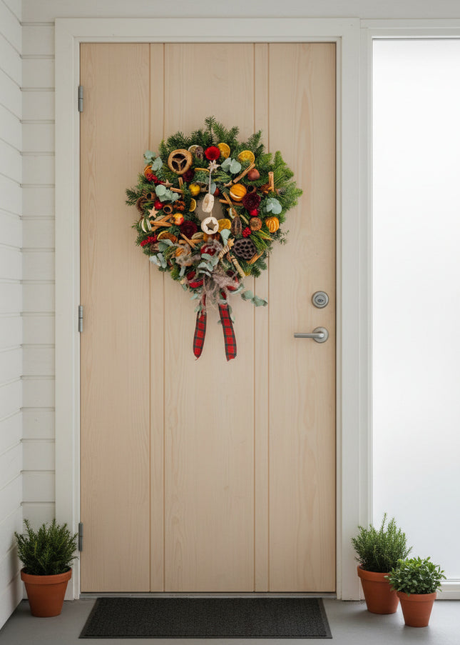 Coroniță Crăciun "Artisan Botanical" cu Flori din Lemn