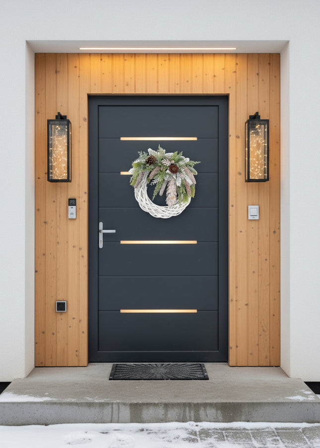 Coroniță Crăciun "Winter Forest" pe Lemn Natural Alb