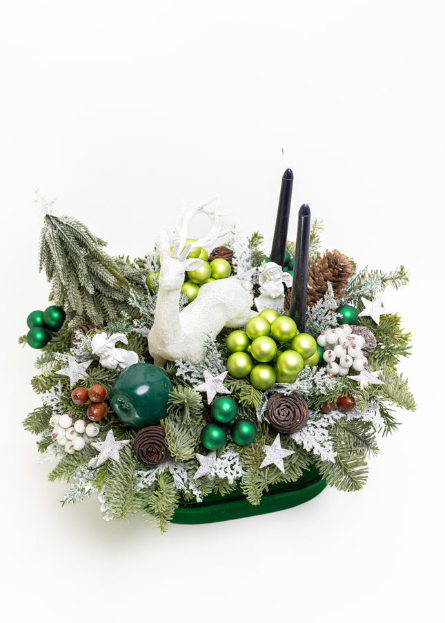 Aranjament Festiv „Emerald Forest & White Deer”