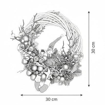 Coroniță Crăciun "Playful Elf" pe Lemn Natural Alb