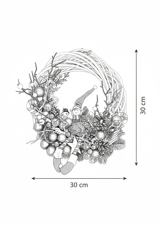 Coroniță Crăciun "Playful Elf" pe Lemn Natural Alb