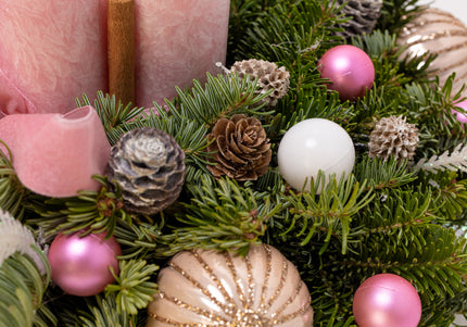 Aranjament Crăciun Advent "Pink Velvet" din brad Nobilis