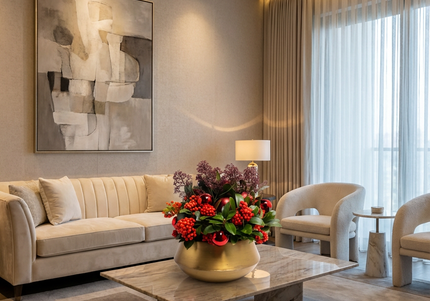 Aranjament Lux FloraArt cu Skimmia în Vas de Cupru