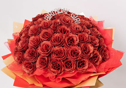 Buchet Gigant "Birthday Girl" cu 101 Trandafiri și Sclipici