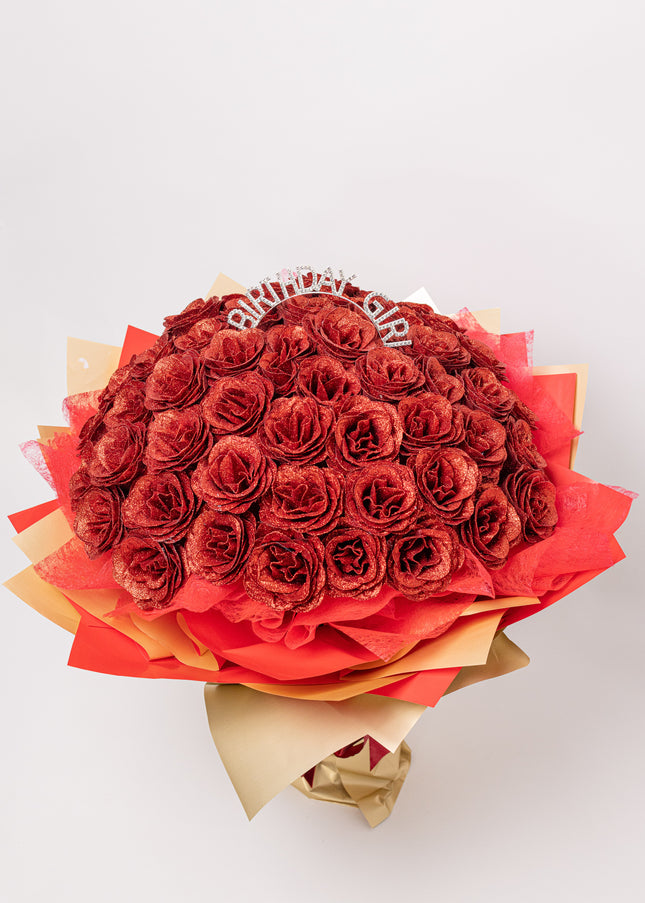 Buchet Gigant "Birthday Girl" cu 101 Trandafiri și Sclipici