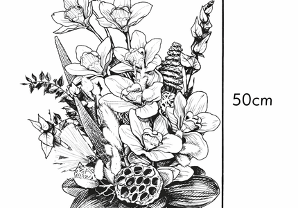 Aranjament floral „Azure Bloom” în vas ceramic – orhidee albastre și accente naturale