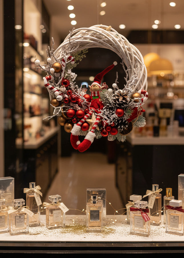 Coroniță Crăciun "Playful Elf" pe Lemn Natural Alb