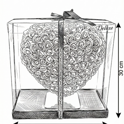 Aranjament de Lux "Pink Diamond Heart" în Vitrină Deluxe