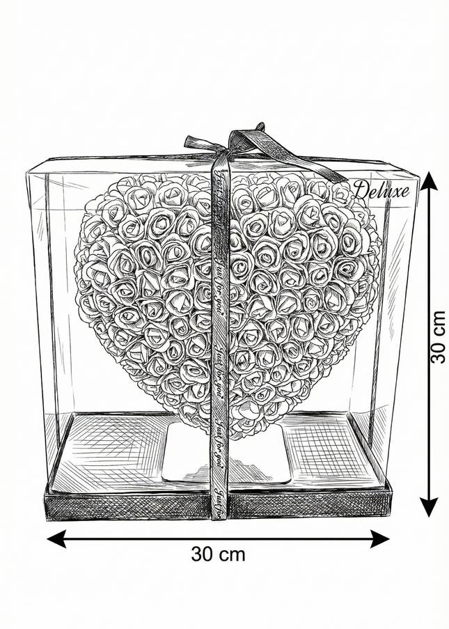 Aranjament de Lux "Pink Diamond Heart" în Vitrină Deluxe