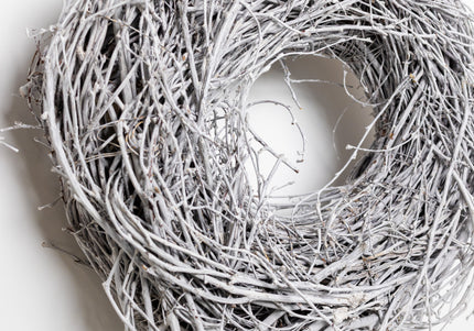 Coroniță din Răchită Vopsită Gri Silver – Bază Aranjament Floral Rustic-Modern