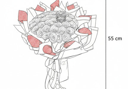 Buchet Gigant "Royal Crimson" cu 79 Trandafiri și Coroană
