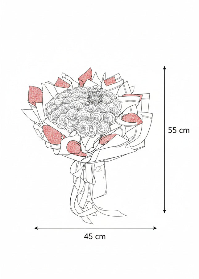 Buchet Gigant "Royal Crimson" cu 79 Trandafiri și Coroană