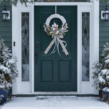 Coroniță Crăciun "Silver Angel" pe Lemn Natural Alb