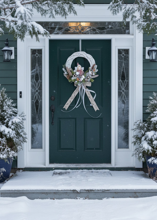 Coroniță Crăciun "Silver Angel" pe Lemn Natural Alb